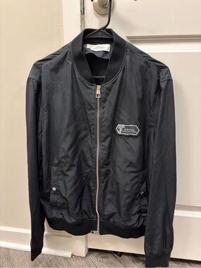 Versace Collection Black Men's Bomber Jacket with Logo Patch